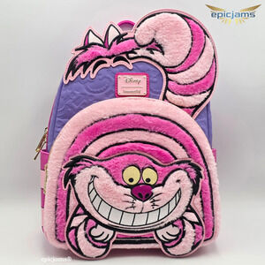 Loungefly Disney Alice In Wonderland Chesire Cat Figural Fuzzy Mini Backpack New
